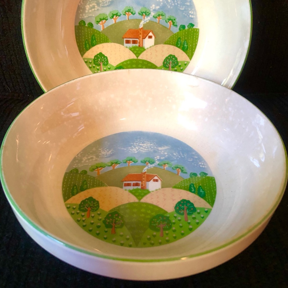 8200 Sango Sangostone Country Cottage 9" Round Serving Bowl 3645 Set Of 2